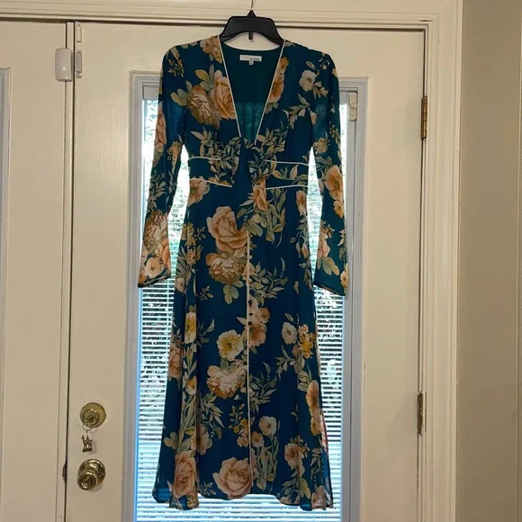 forest green floral dress Forest Green Parrots Maxi Dress